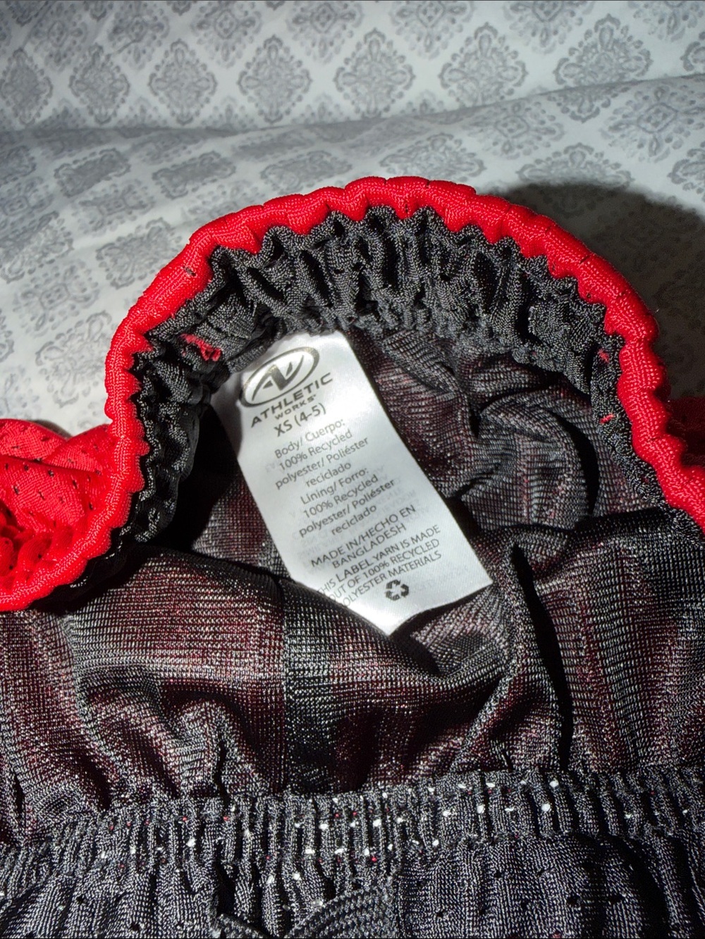 Red Athletic Mesh Shorts with Drawstring - Picture 2 of 2